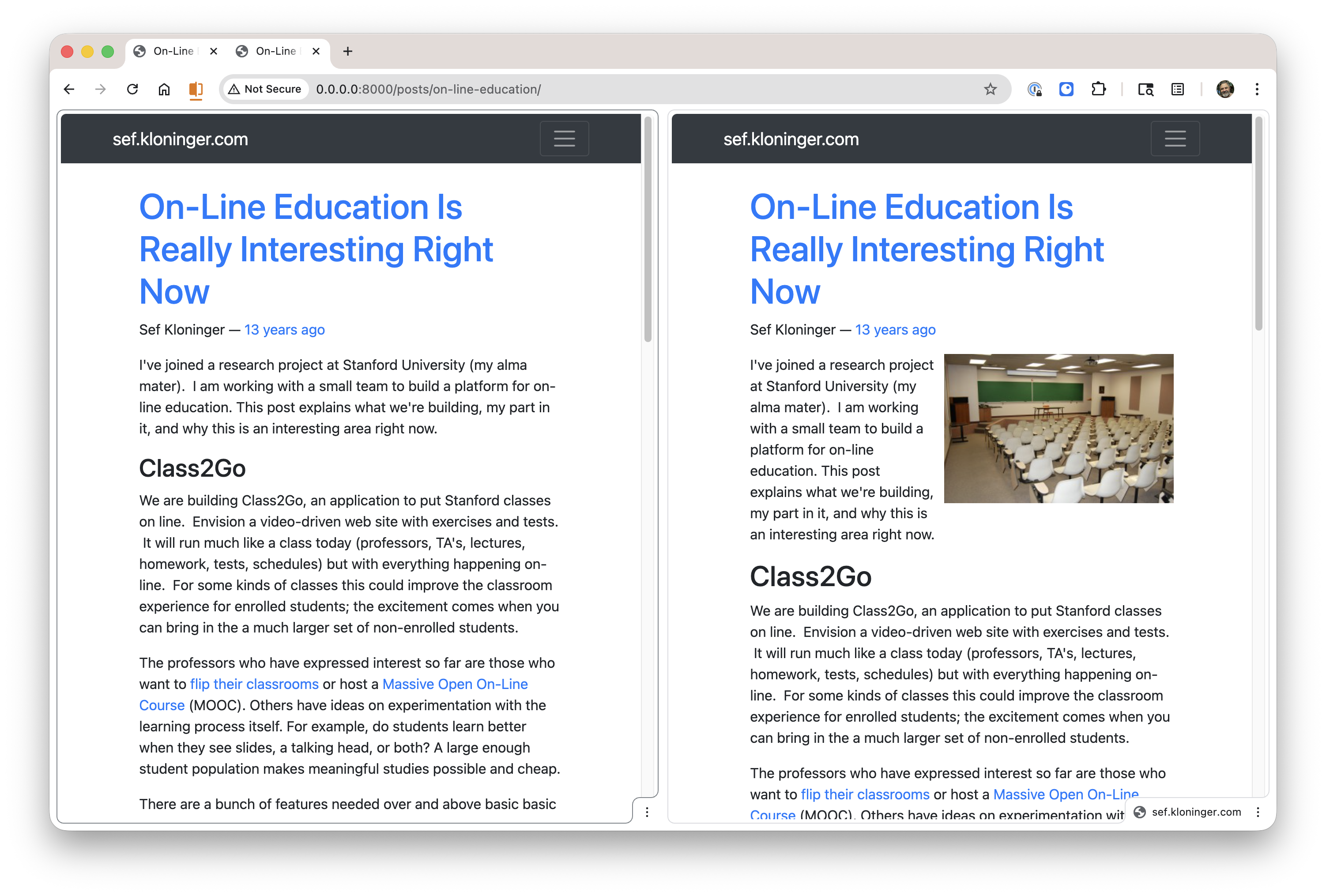 side by side view showing bug