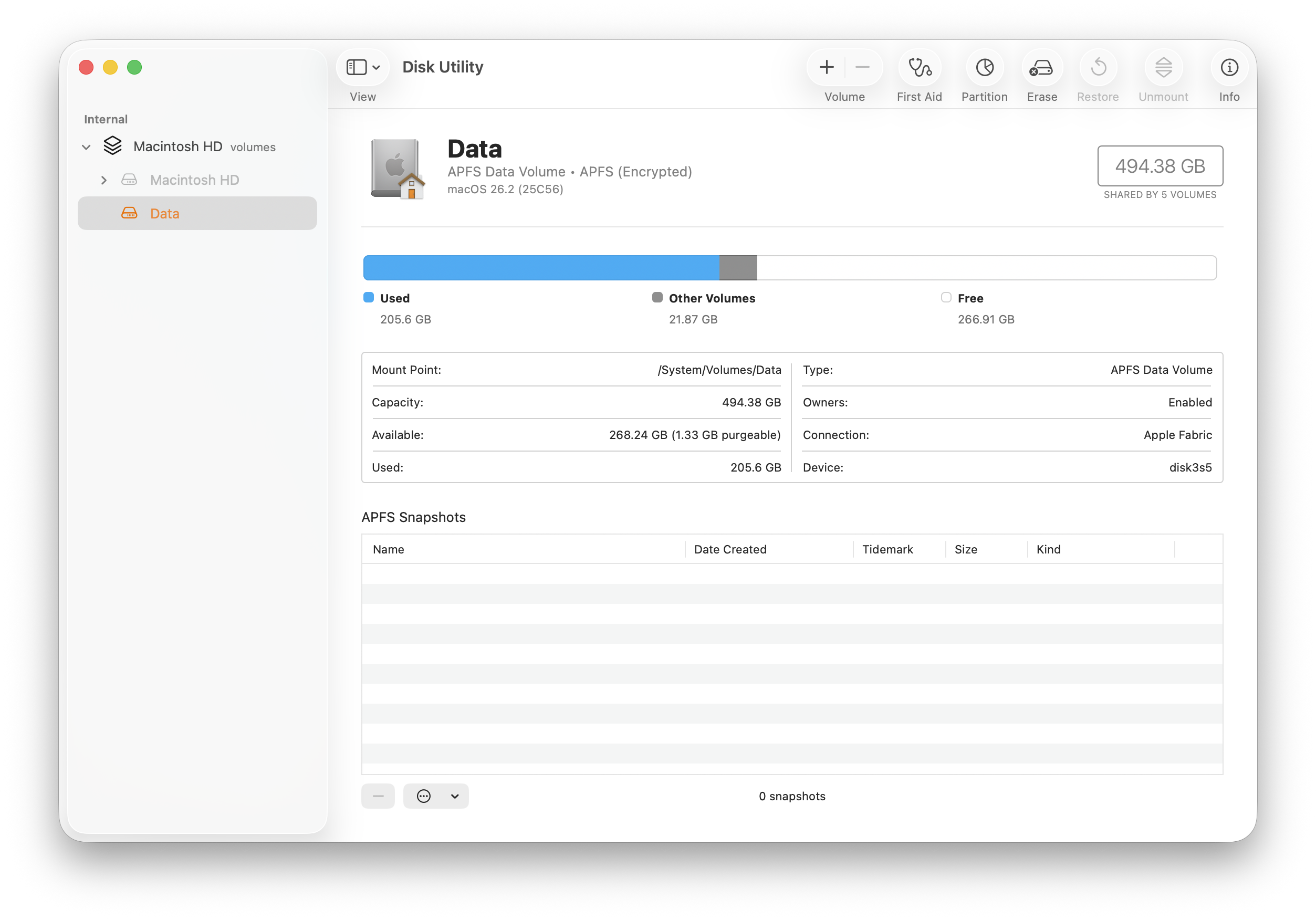 Disk utility showing disk back to normal