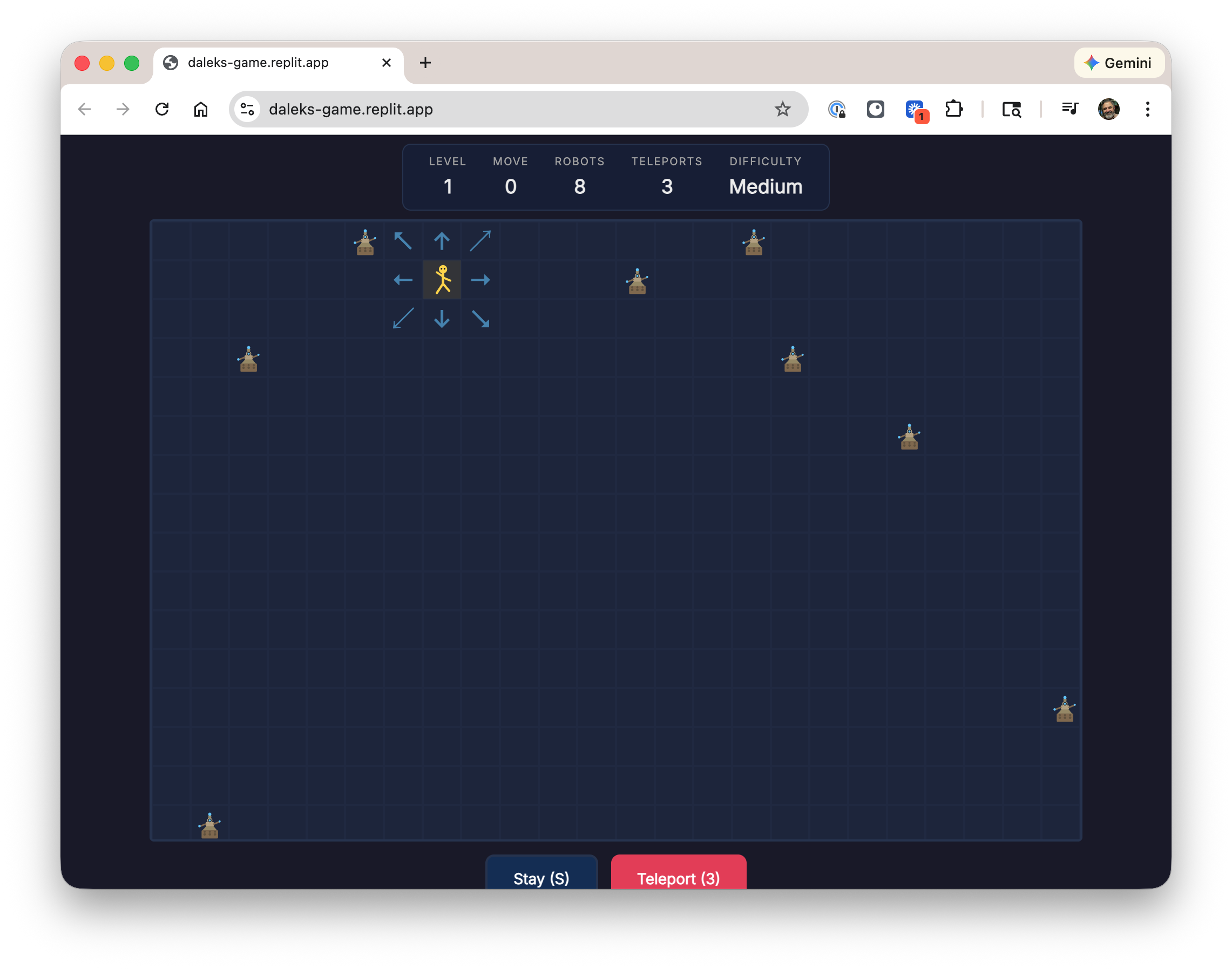 Screenshot of my recent Daleks game