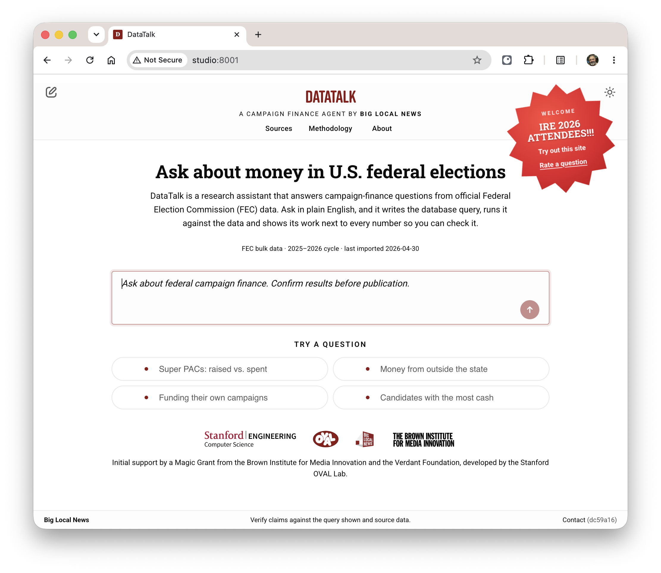 Screenshot of DataTalk